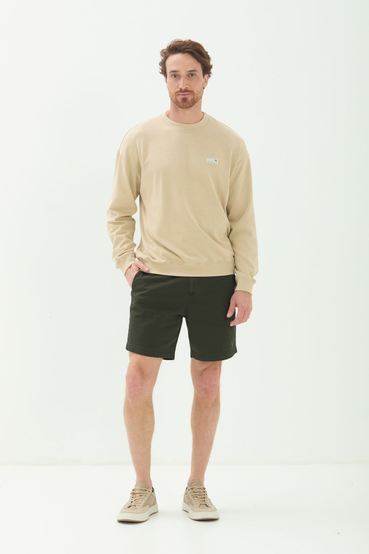 Bermuda Texturizada Masculina Acostamento Verde Folhagem
