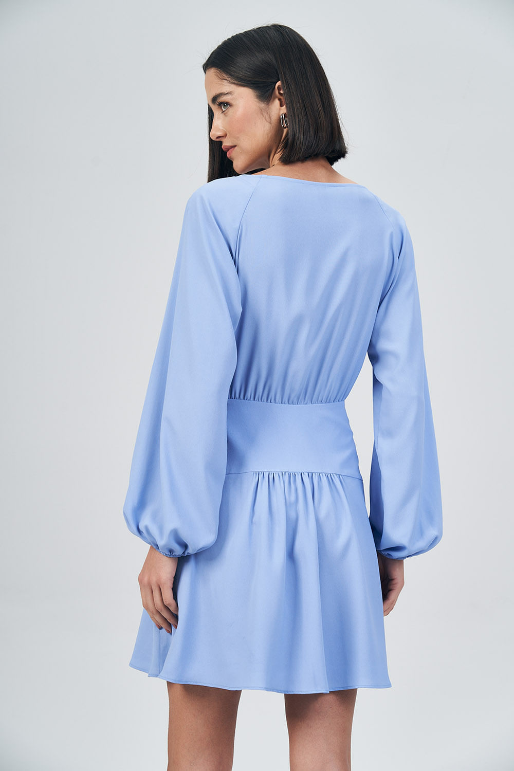 Vestido Manga Longa Bufante Feminino Acostamento Preto