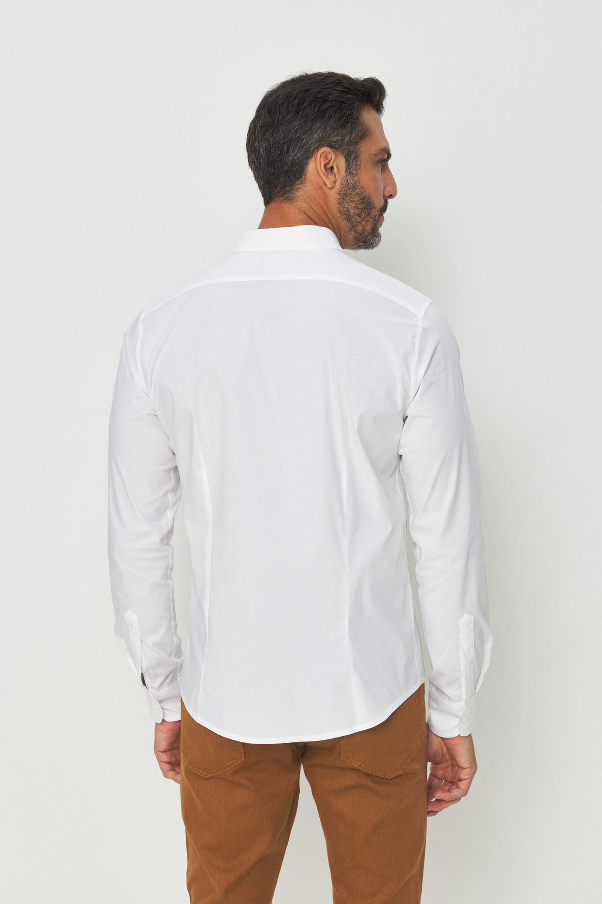 Camisa Básica Manga Longa Masculina Acostamento Branco