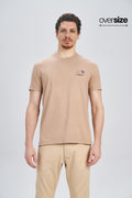 Camiseta Lobo Em Rota Masculina Oversize Acostamento Bege Caqui