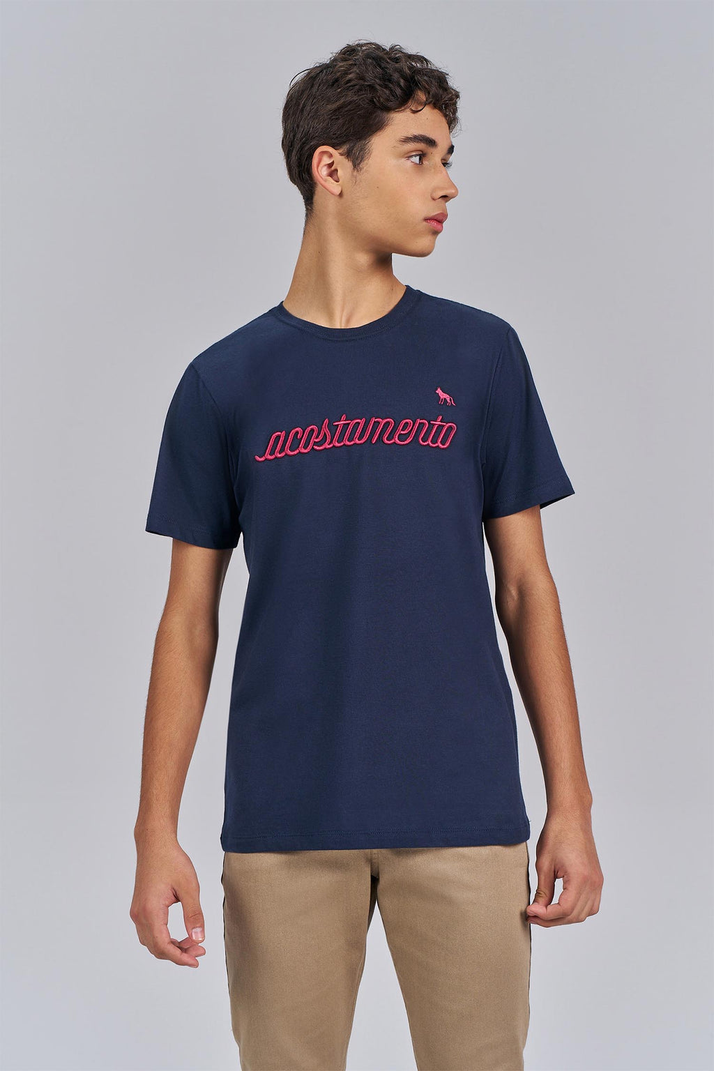 Camiseta Bordado Lettering Menino Acostamento Next Branco