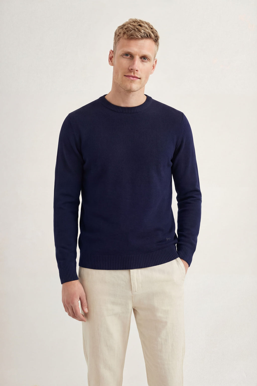 Suéter Tricot Clássico Masculino Acostamento Marinho