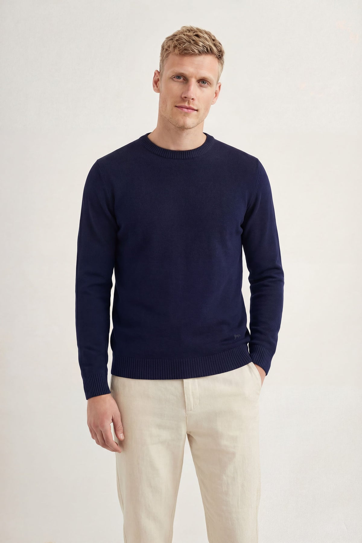 Suéter Tricot Clássico Masculino Acostamento Marinho