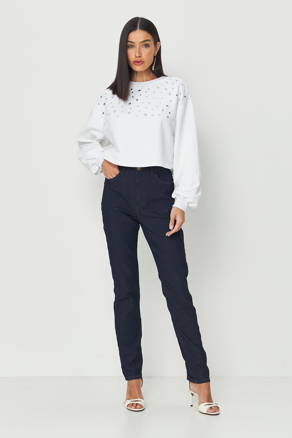 Calça Jeans Skinny Dark Feminina Acostamento Jeans Escuro