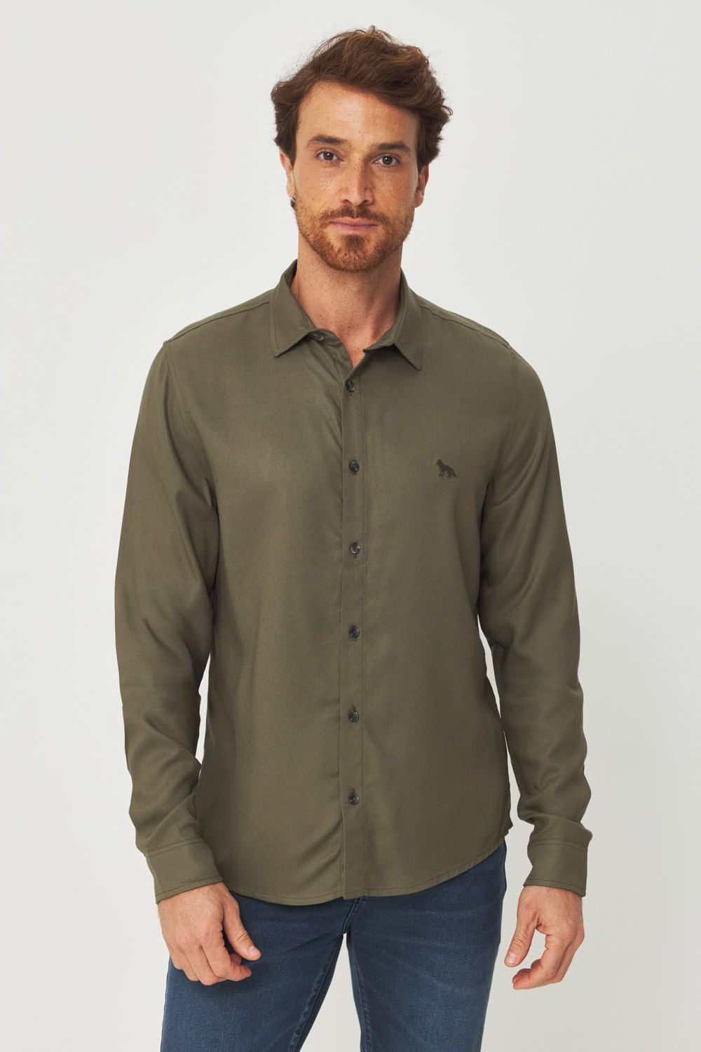 Camisa Manga Longa Premium Masculina Acostamento Verde Oliva
