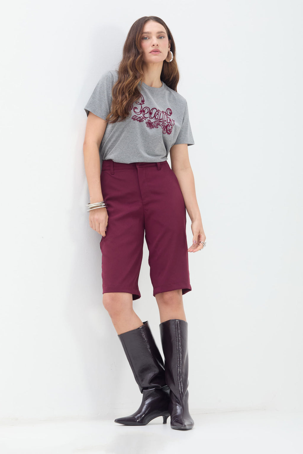 Bermuda Alfaiataria Clássica ACT Feminina Deep Ruby