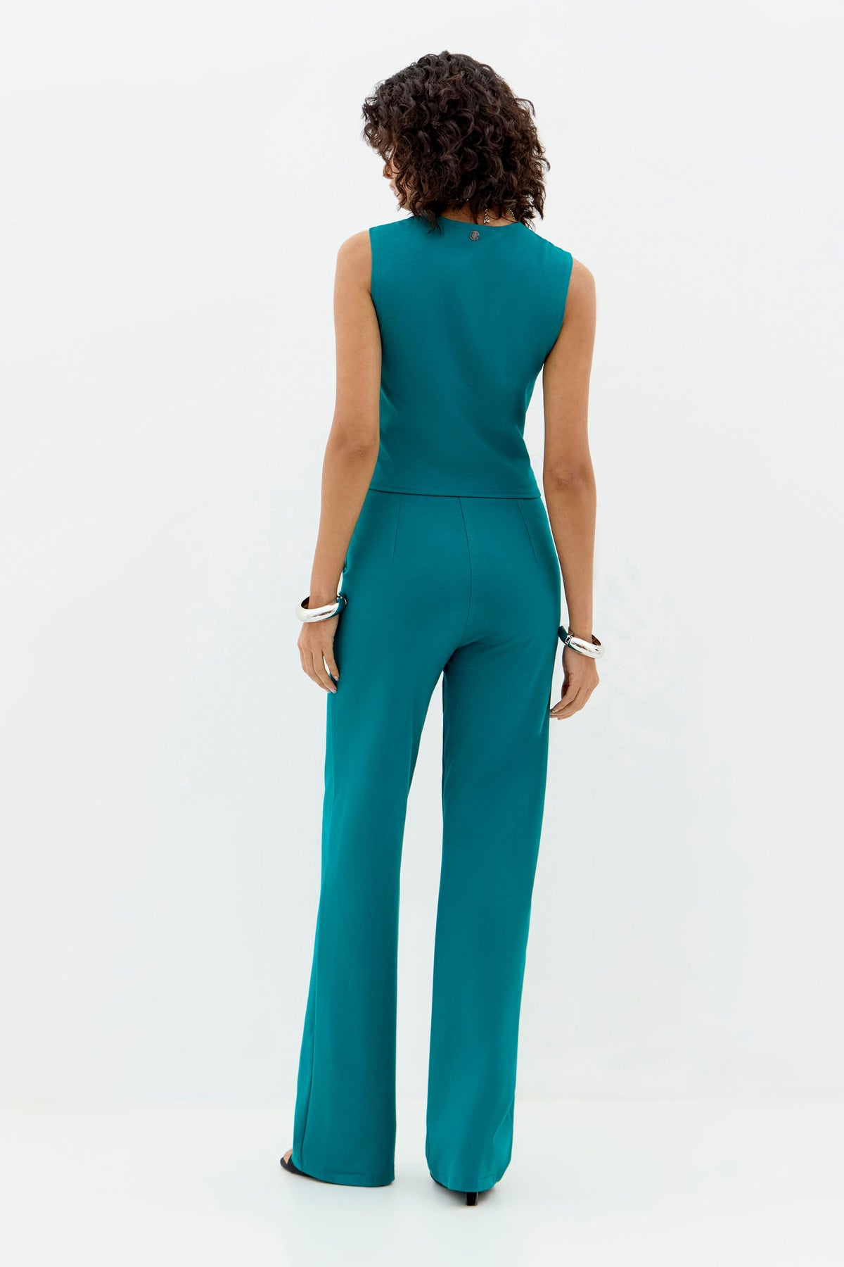 Calça Ajustada com Pespontos Feminina Inblanche Emerald Green