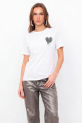 T-Shirt Com Aplicação ACT Feminina Off White