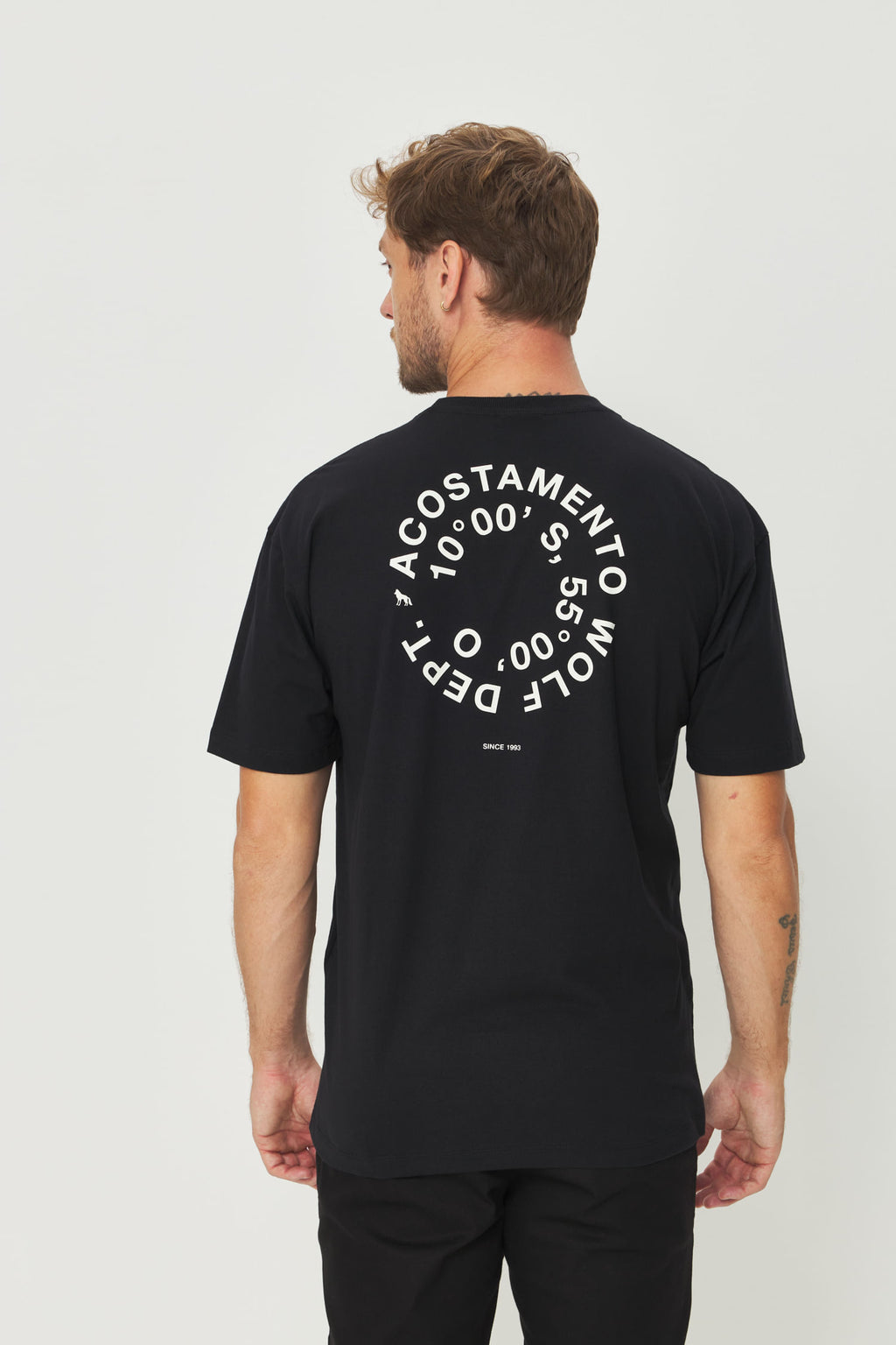 Camiseta Big Shirt Estampa Costas Masculina Acostamento Preto