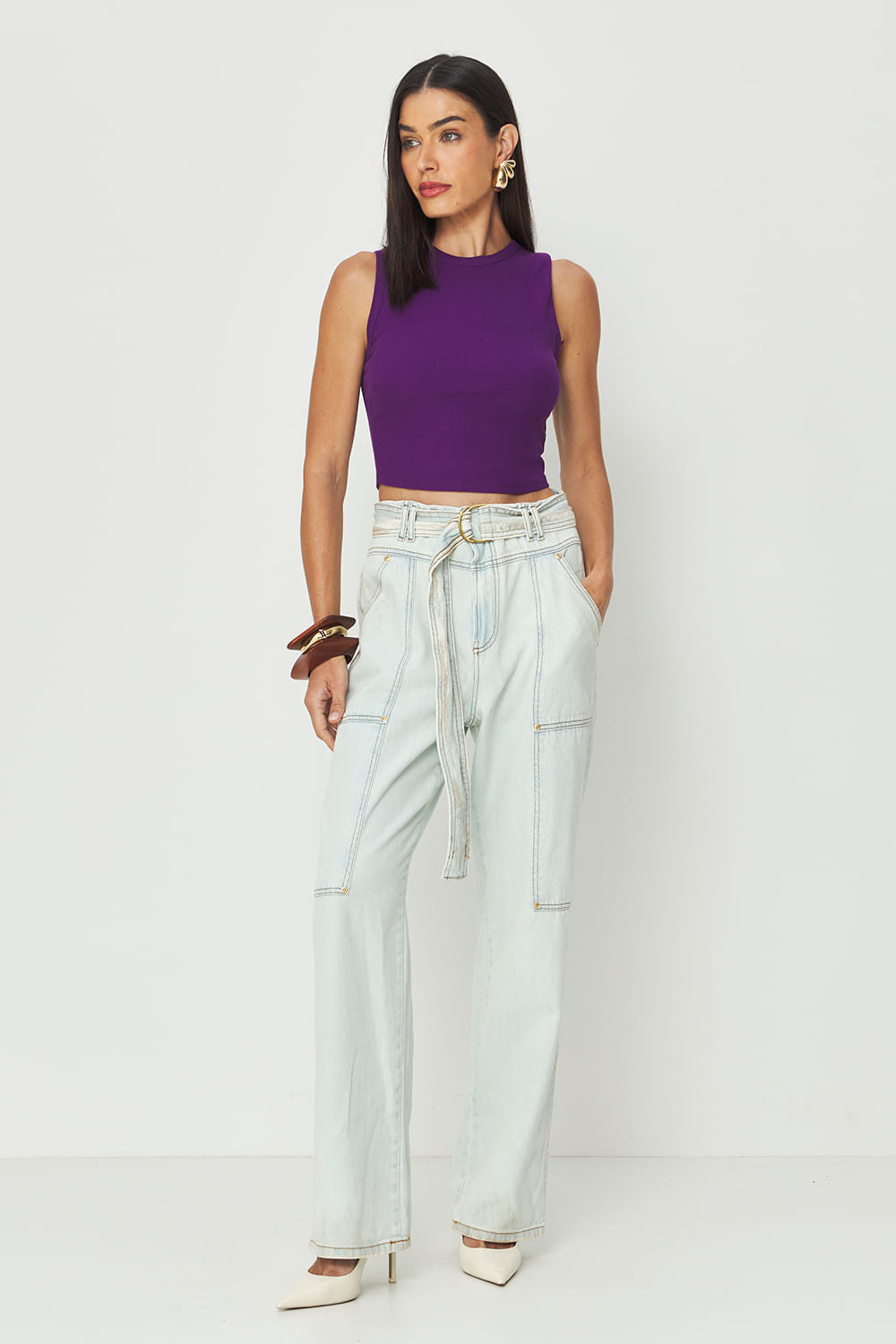 Regata Cropped Feminina Acostamento Purple