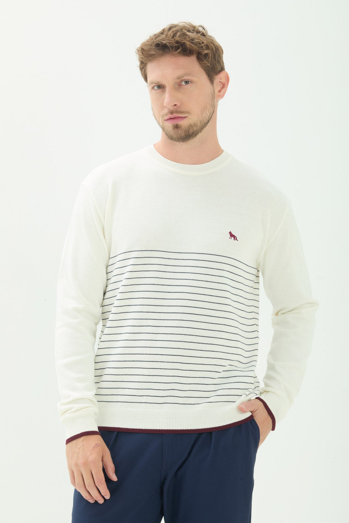 Suéter Listrado Masculino Acostamento Off White