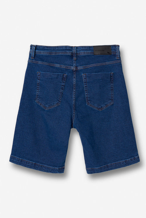 Bermuda Jeans Clássica Masculina Acostamento Jeans Escuro