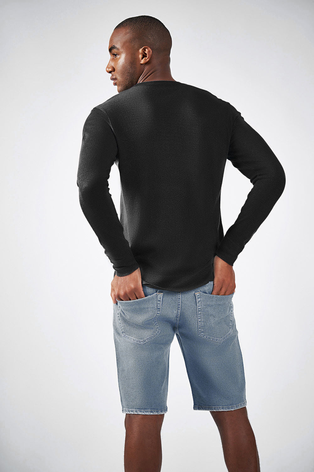 Tricot Básico Gola V Masculino Acostamento Bordo