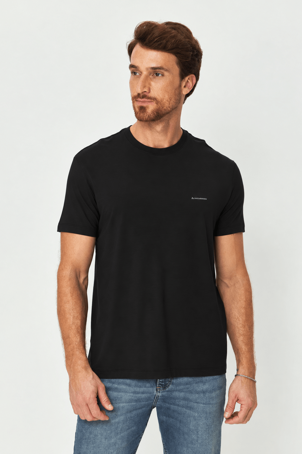 Camiseta Modal Clássica Masculina Acostamento Preto