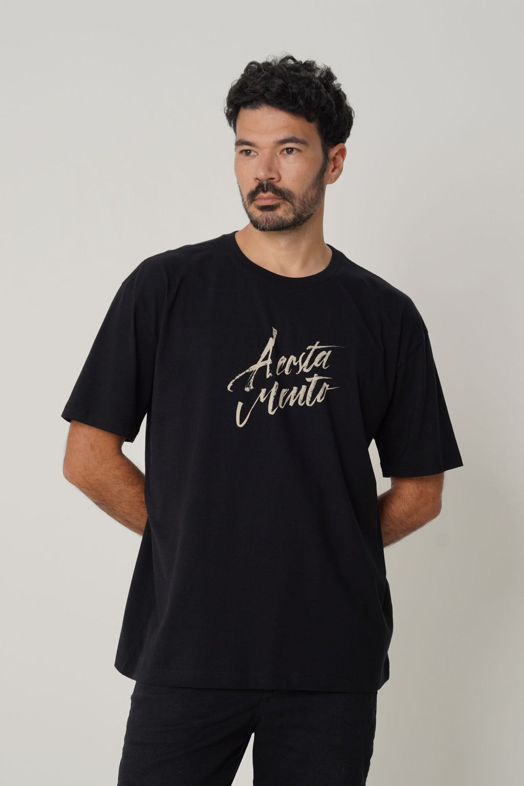 Camiseta Bigshirt Lettering Masculina Acostamento Preto