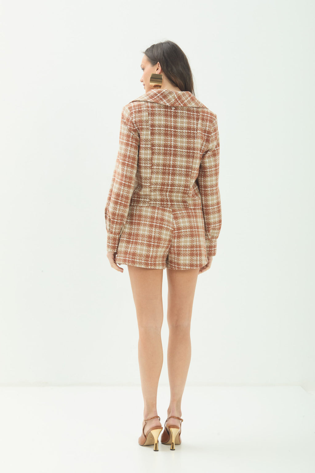 Shorts Tweed  Texturizado ACT Feminino Sepia C/ Sand