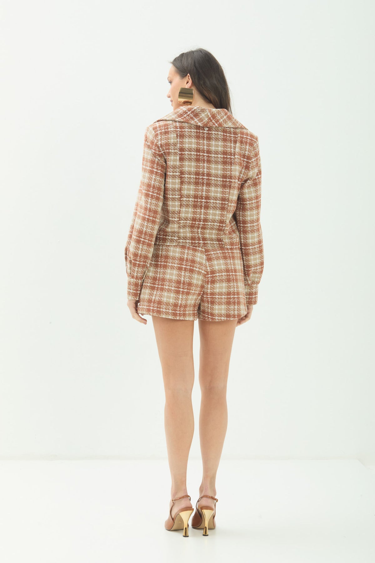 Shorts Tweed  Texturizado ACT Feminino Sepia C/ Sand