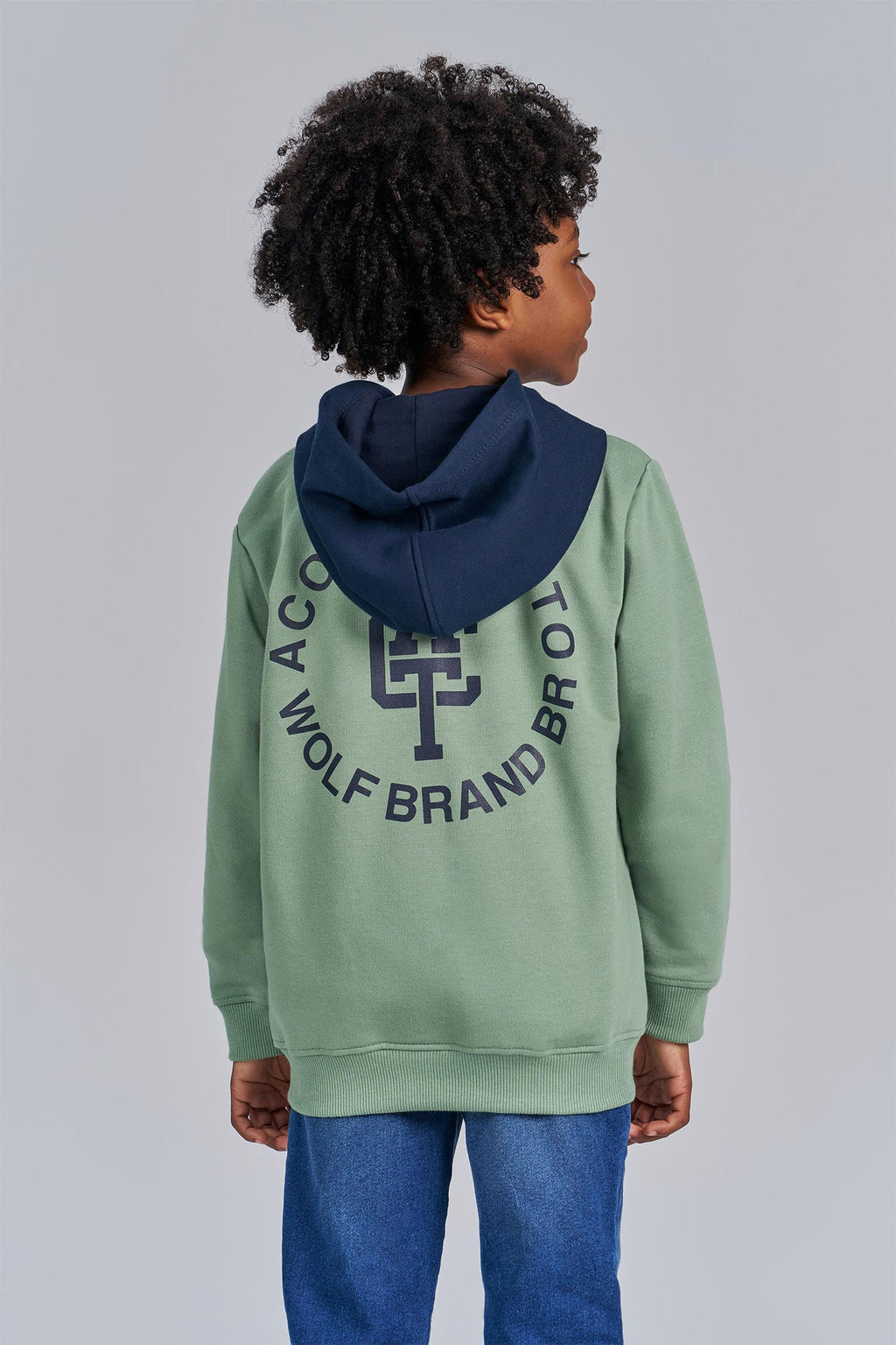 Jaqueta Moletom Brand Wolf Menino Acostamento Kids Azul Sky