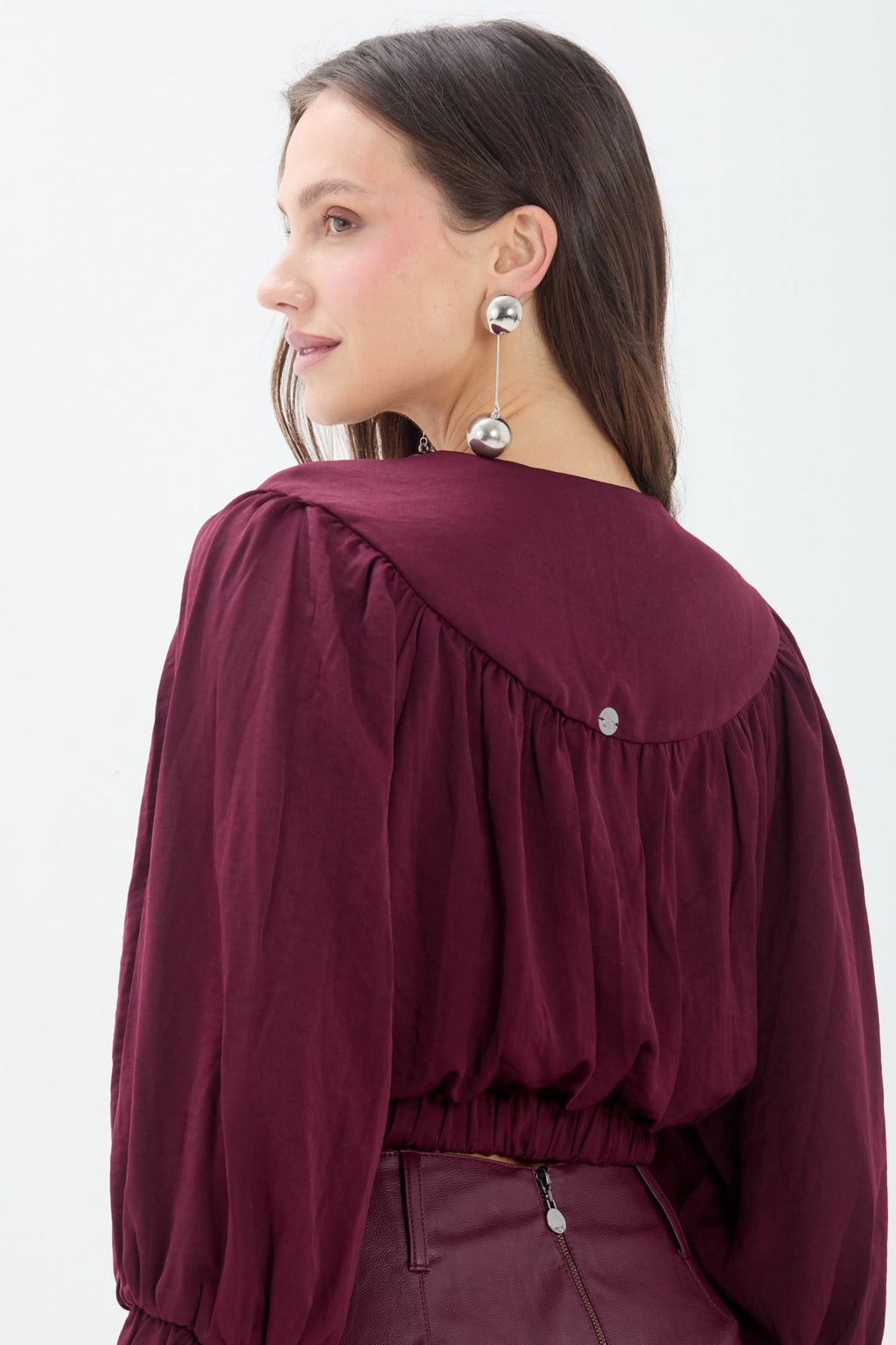 Blusa Curta Manga Longa ACT Feminino Deep Ruby