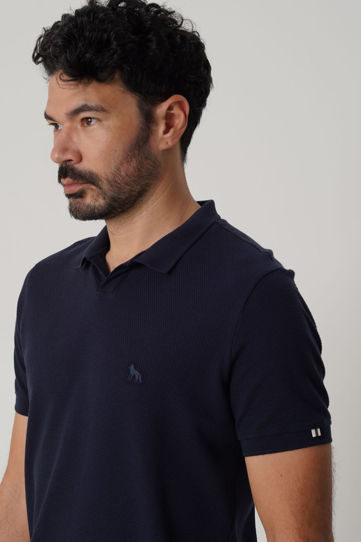 Polo Bordada Signature Masculina Acostamento Marinho