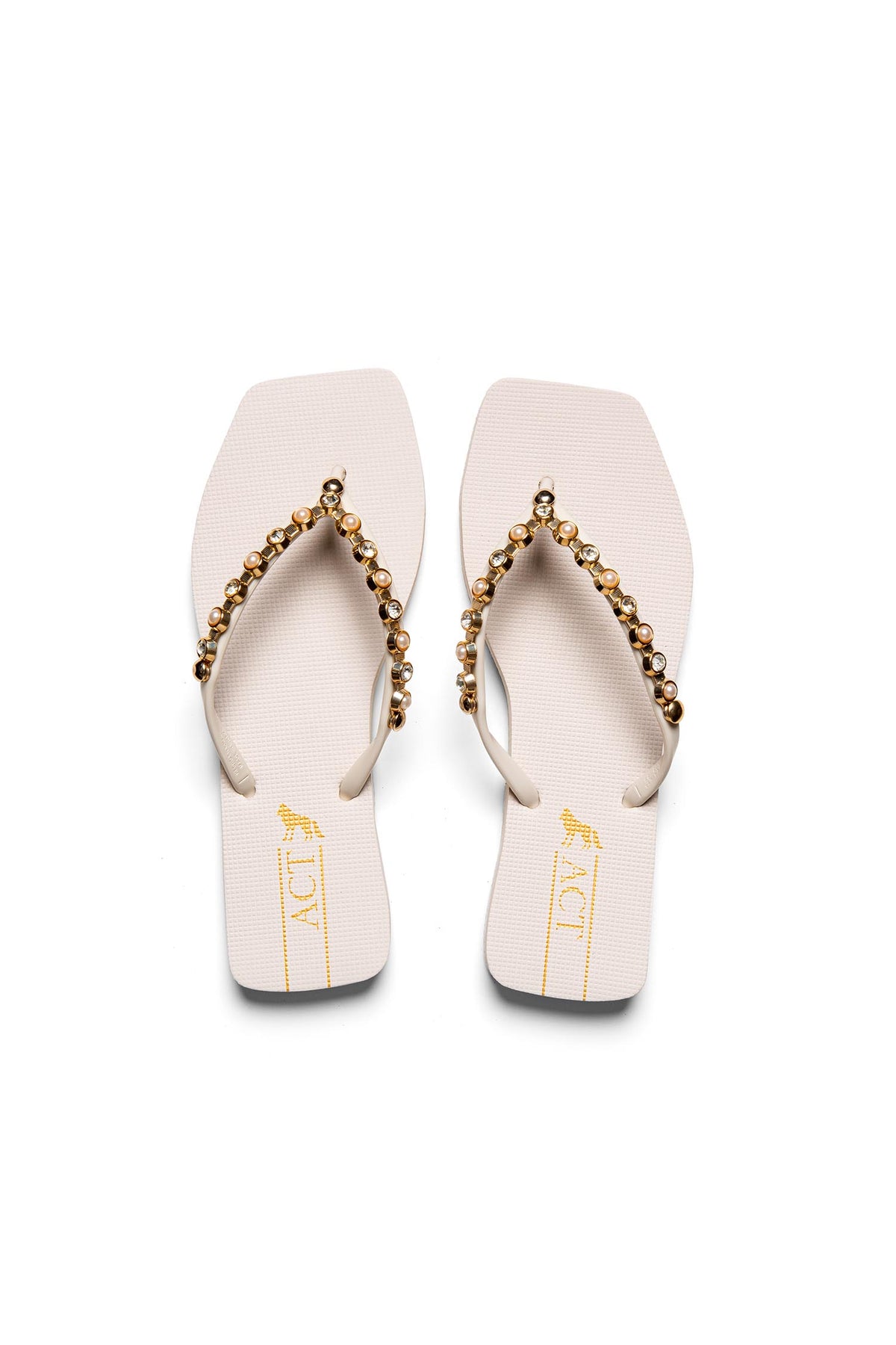 Chinelo Quadrado Fashion Metal ACT Feminino Off White