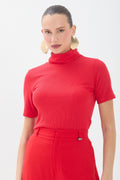 Blusa Canelada Gola Alta ACT Feminino Red Velvet