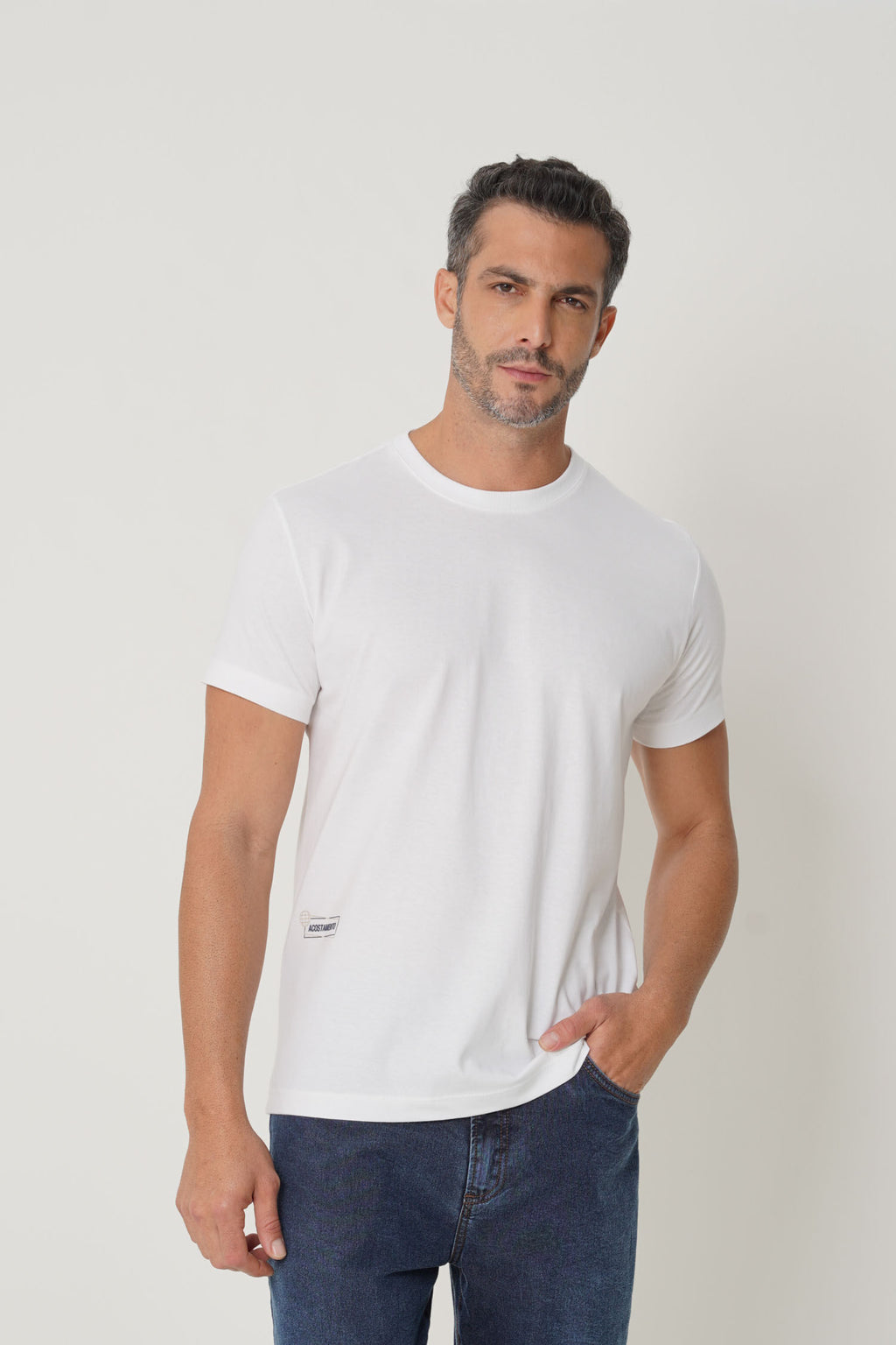 Camiseta Estampa Geométrica Masculino Acostamento Off White