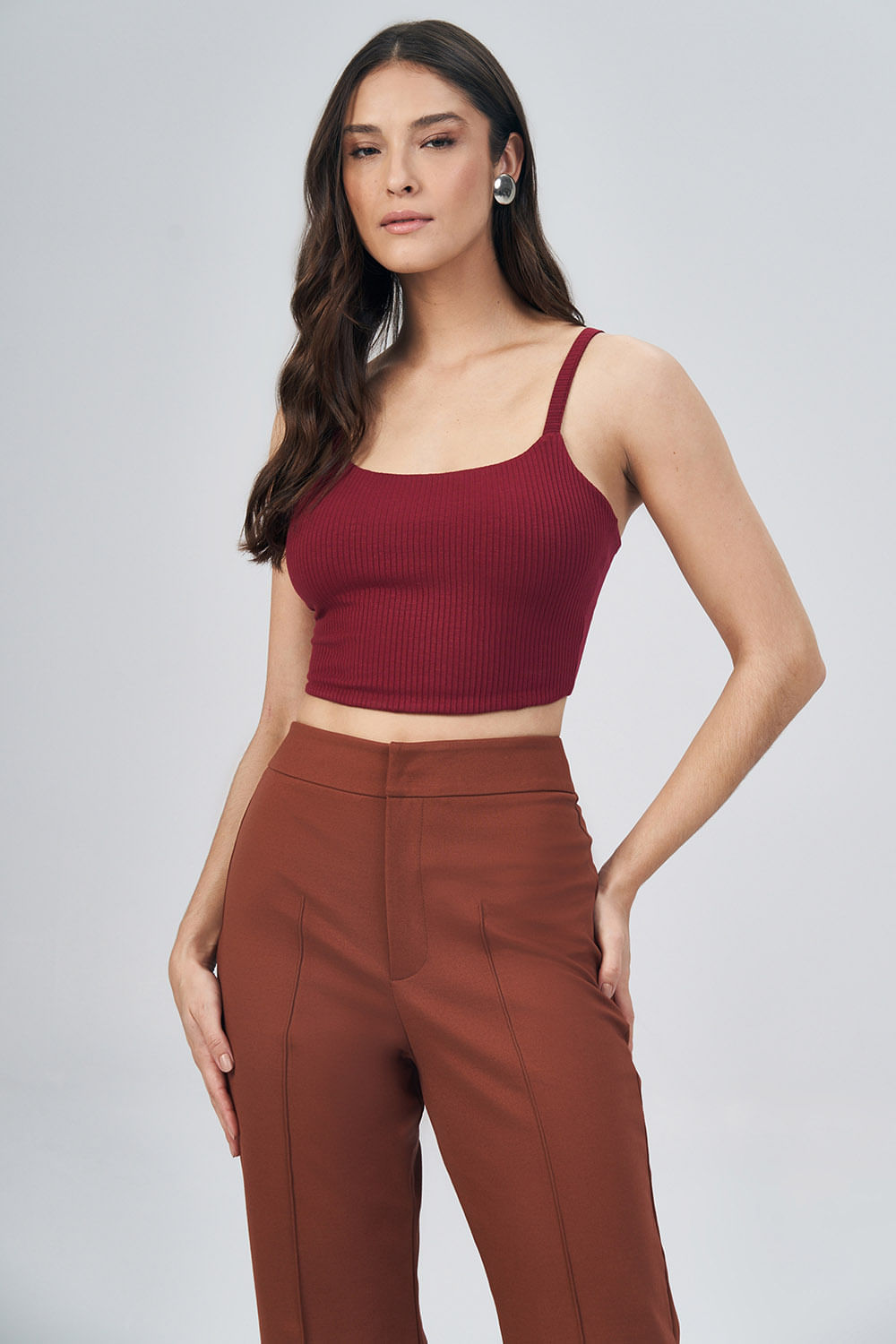 Top Canelado Essential Feminino Acostamento Berry
