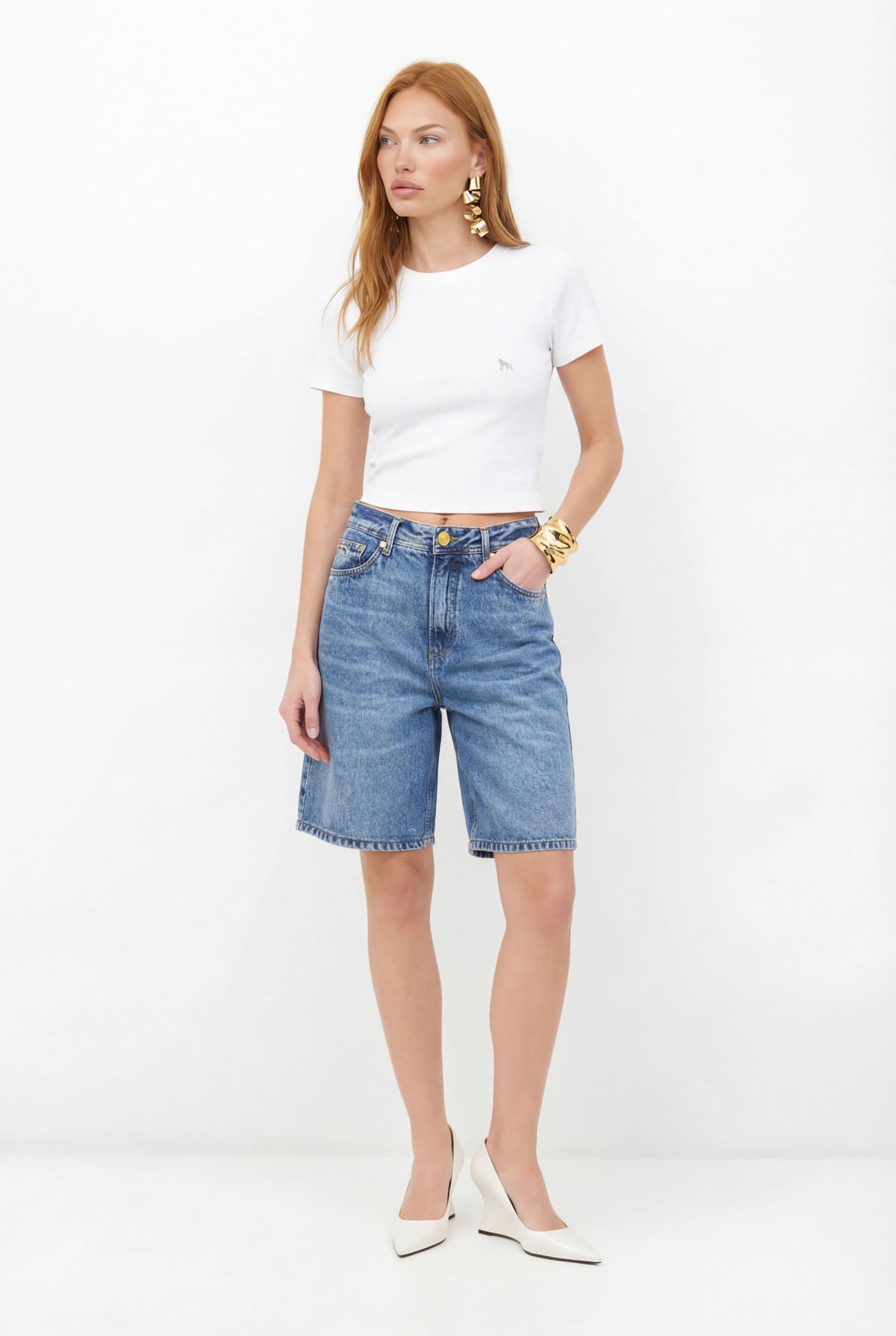Bermuda Jeans Mom ACT Feminina Jeans Intermediario