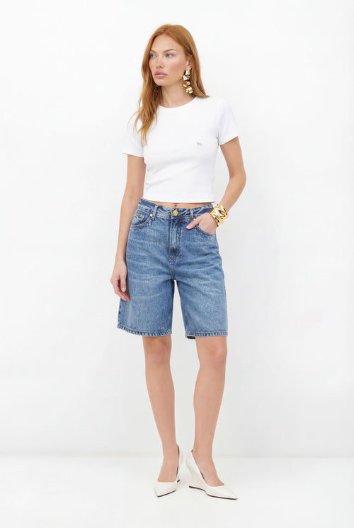 Bermuda Jeans Mom ACT Feminina Jeans Intermediario