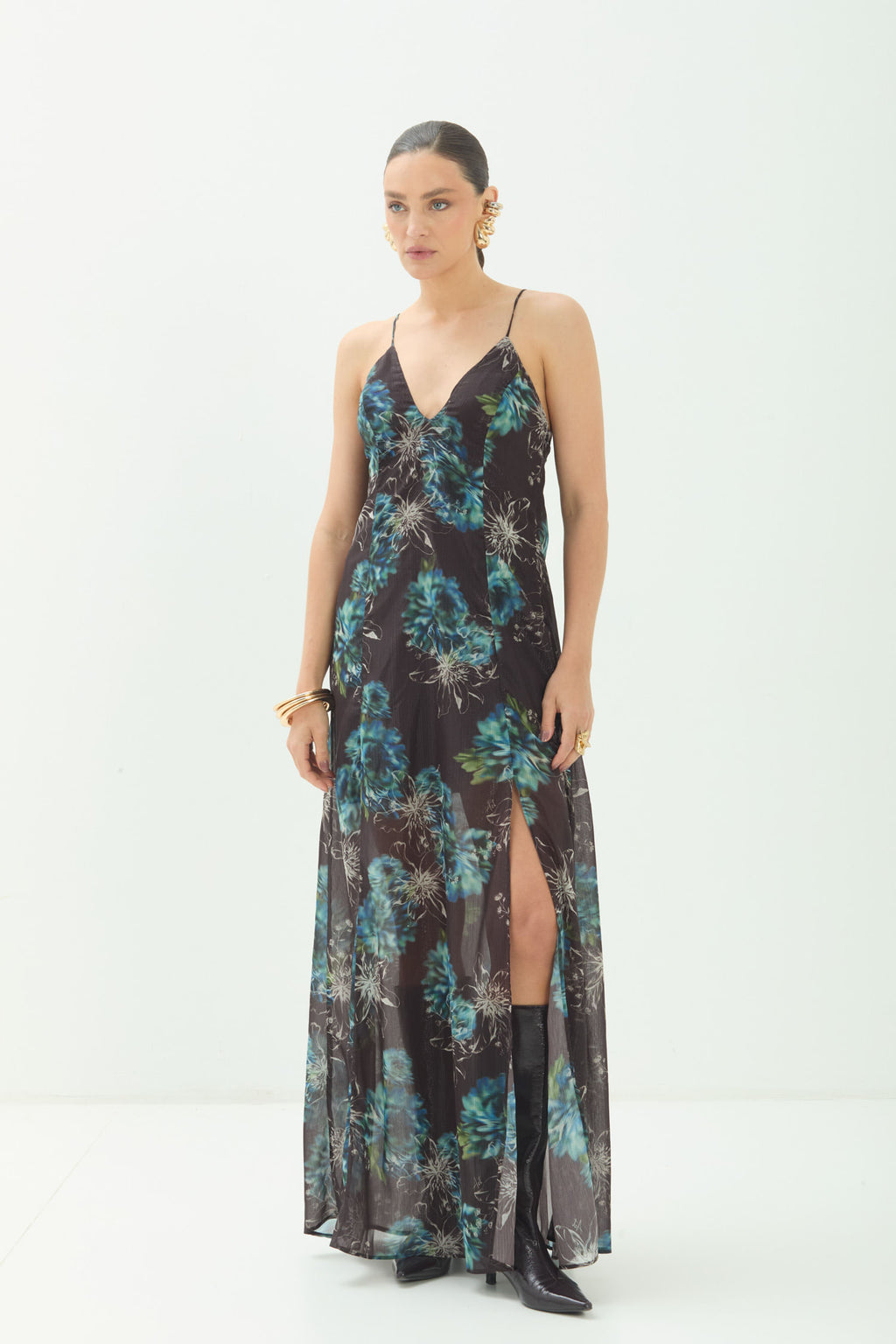 Vestido Longo Estampado ACT Feminino Mystic Garden