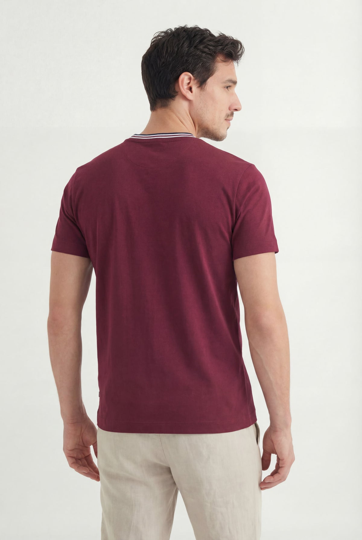 Camiseta Casual Gola Contrastante Masculina Acostamento Barca