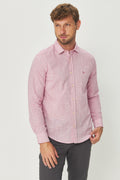 Camisa Leve Manga Longa Masculina Acostamento Bordo Mesclado