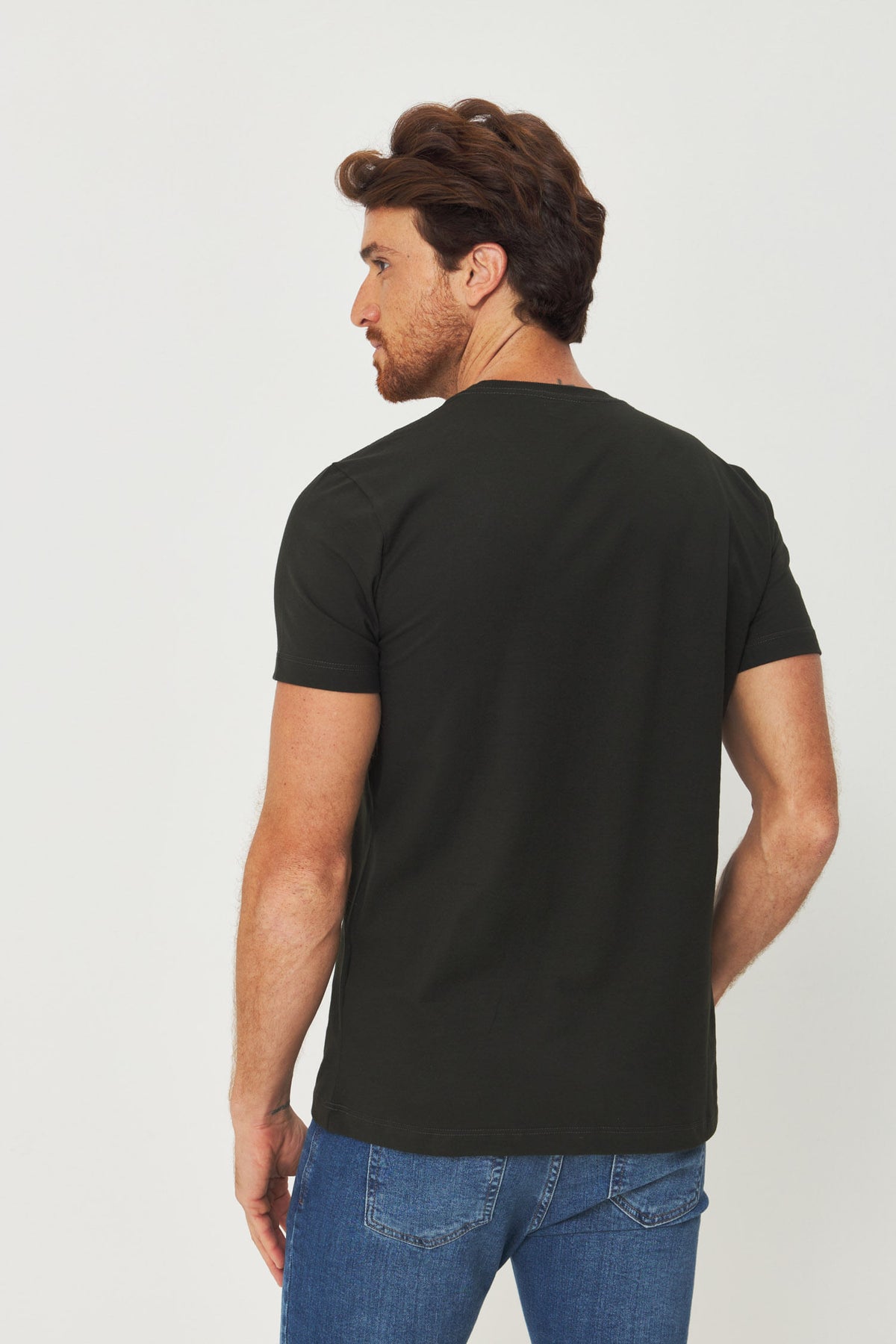Camiseta Bordado Amplo Masculina Acostamento Verde Folhagem