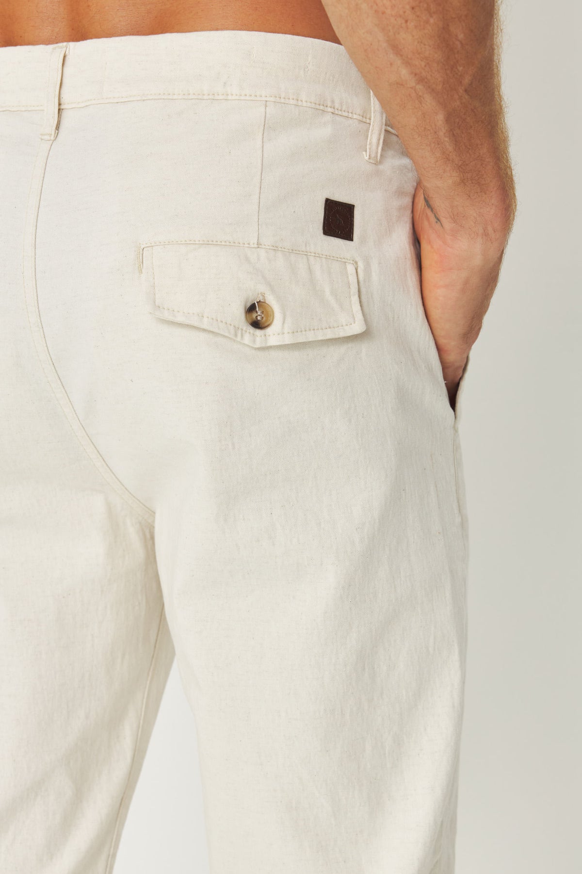 Calça Chino Skinny Com Linho Masculina Acostamento Natural