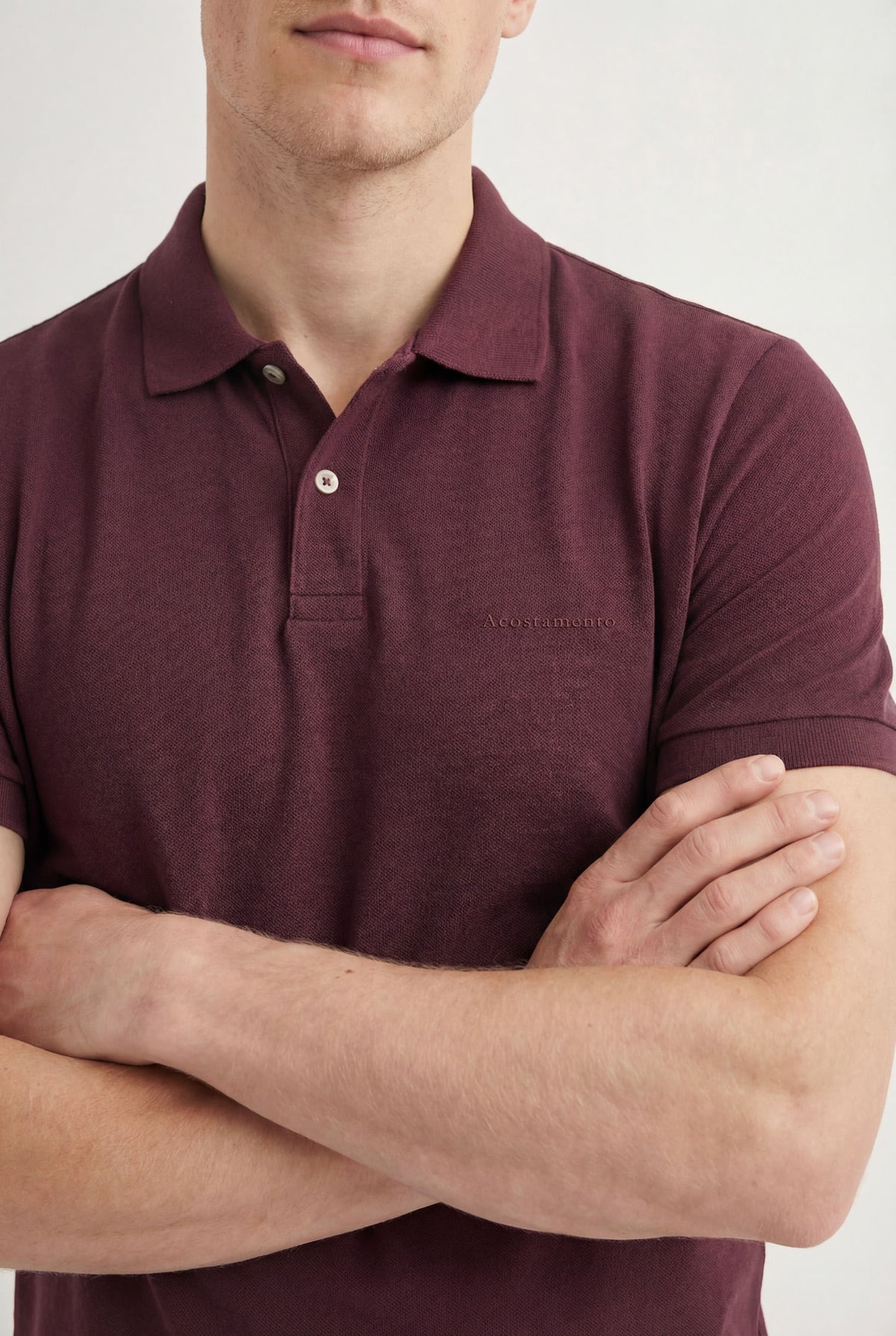 Polo Casual Elastano Masculina Acostamento Vinho Syrah