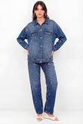 Jaqueta Jeans com Ilhós Feminino Inblanche Jeans Intermediario