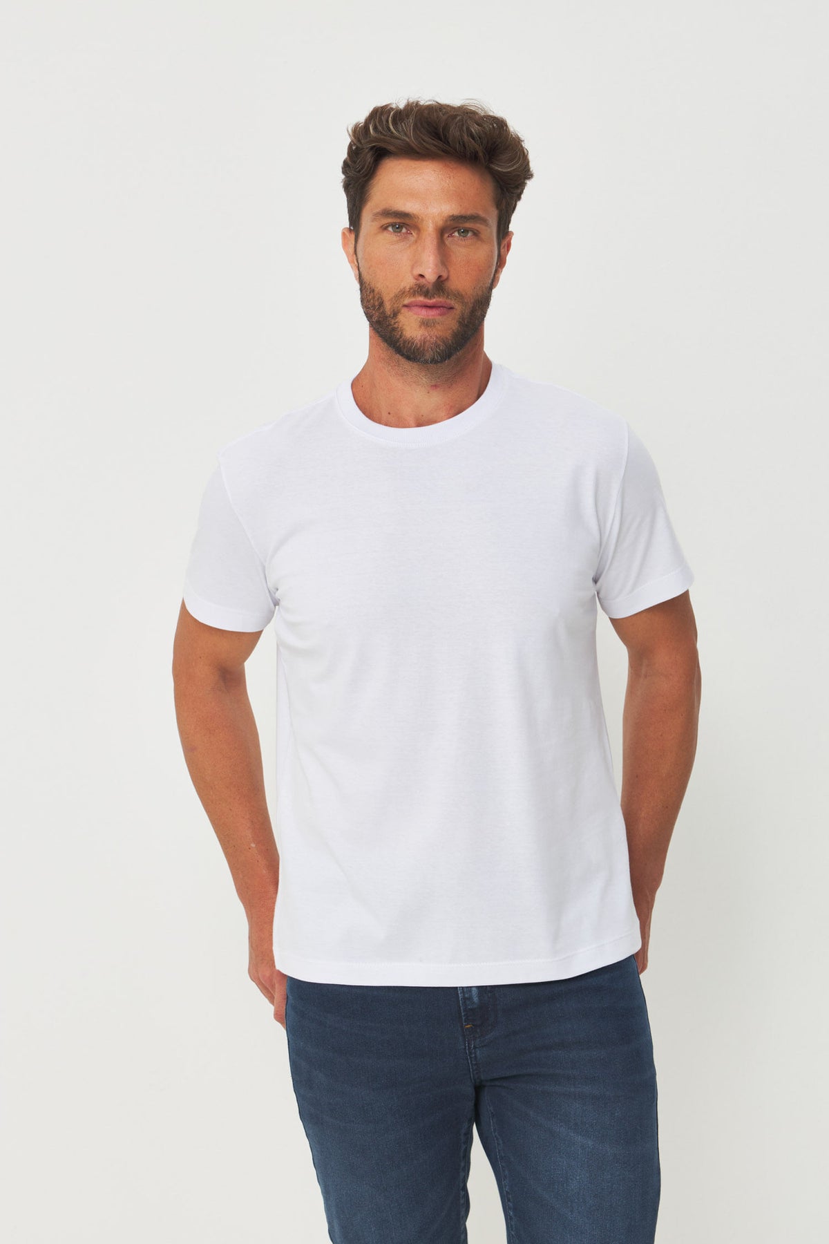 Camiseta Básica Lisa Masculina Acostamento Branco