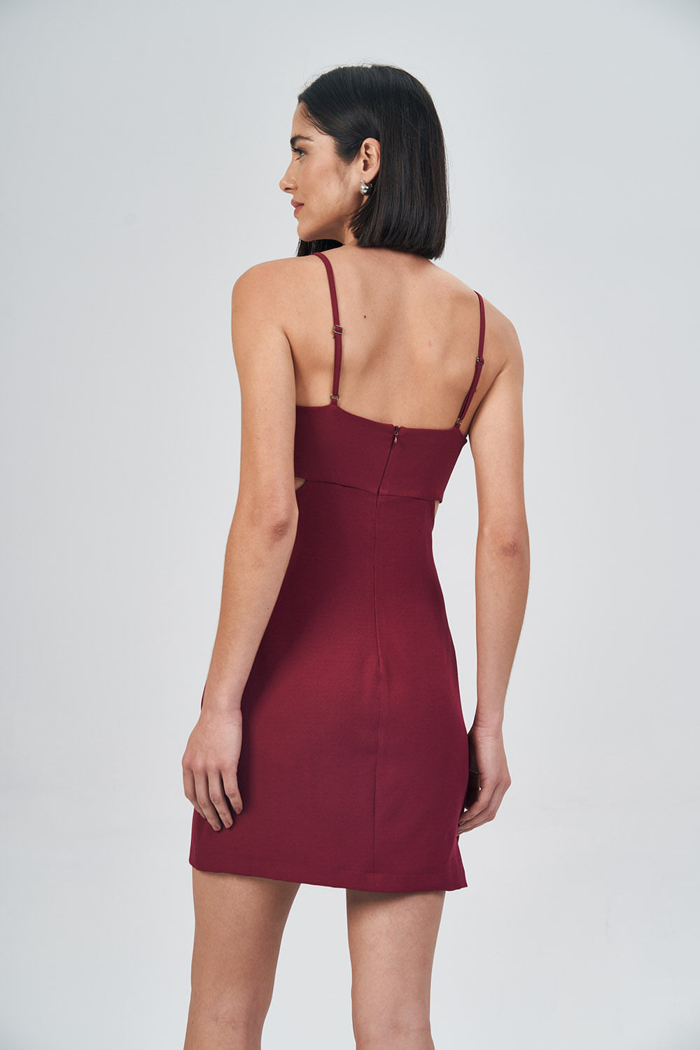 Vestido Curto Busto Drape Feminino Acostamento Berry