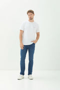 Calça Jeans Rock Básica Masculina Acostamento Jeans Escuro