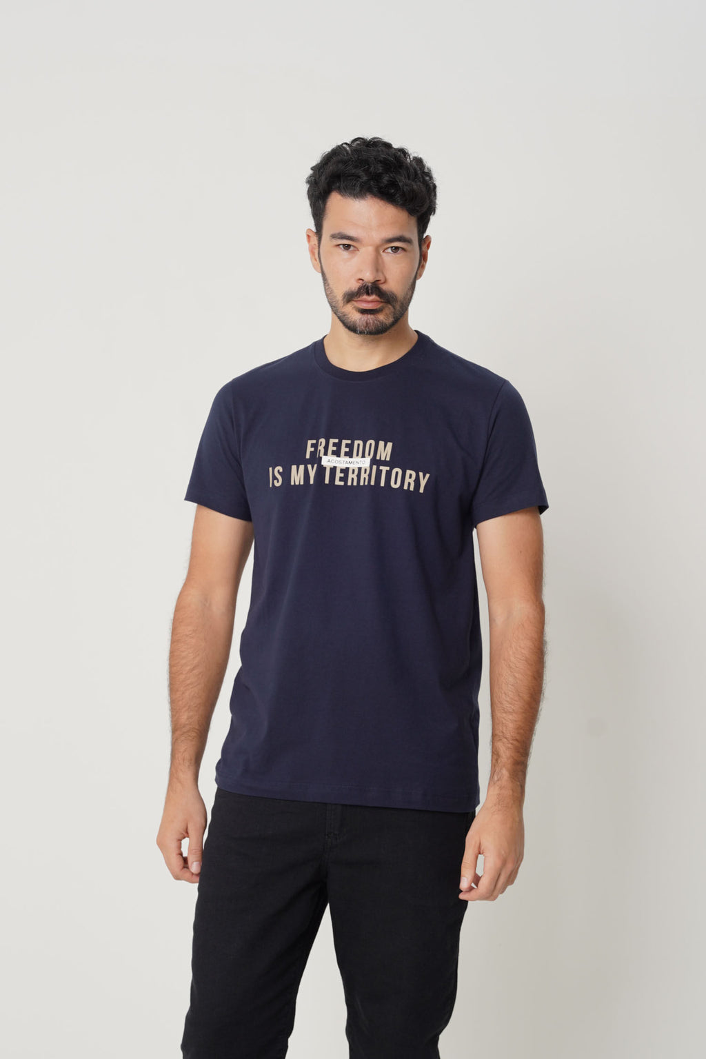 Camiseta Estampa Casual Masculina Acostamento Marinho