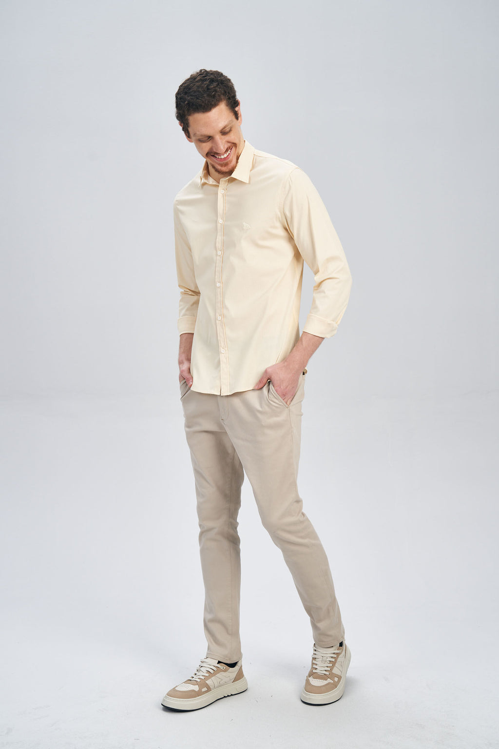 Camisa Manga Longa Office Masculina Acostamento Branco