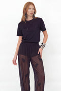 T-Shirt Detalhe Floral ACT Feminina Preto