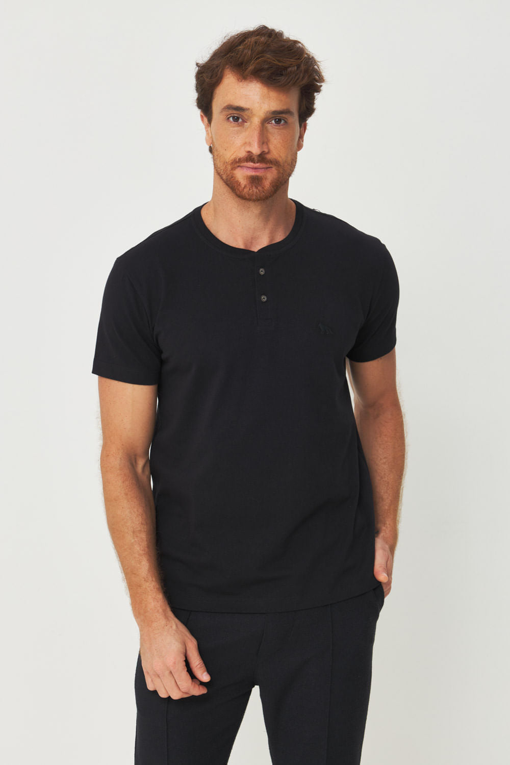 Camiseta Elastano Gola Aberta Masculina Acostamento Preto