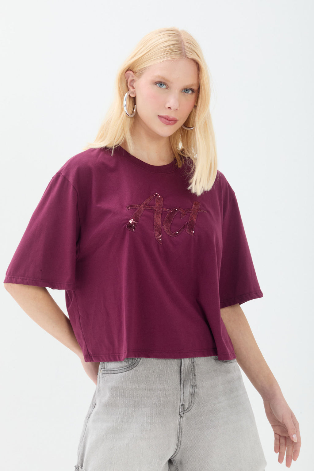 T-shirt Fashion Manga Ampla ACT Feminina Deep Ruby