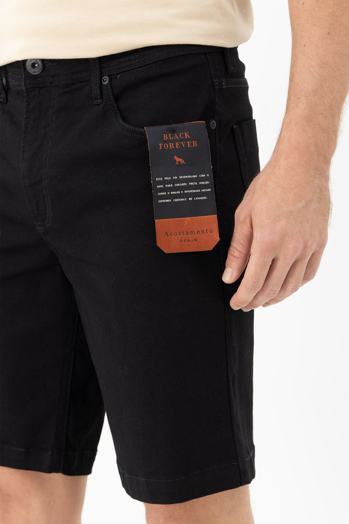 Bermuda Tech Sarja Básica Masculina Acostamento Jeans Escuro