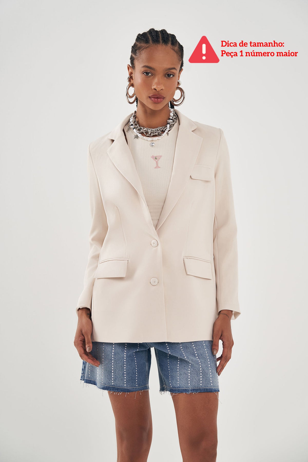 Blazer Alfaiataria Feminino Inblanche Areia