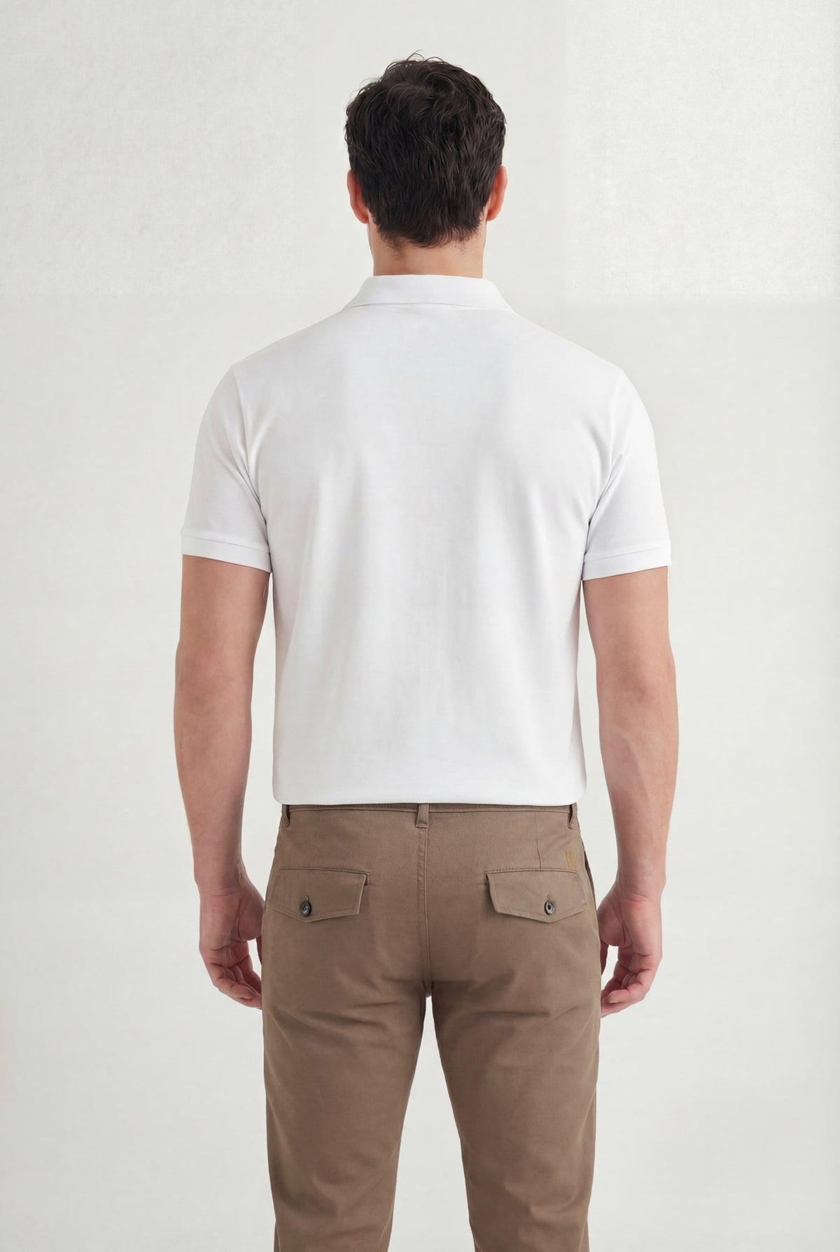 Polo Casual Estampada Masculina Acostamento Branco