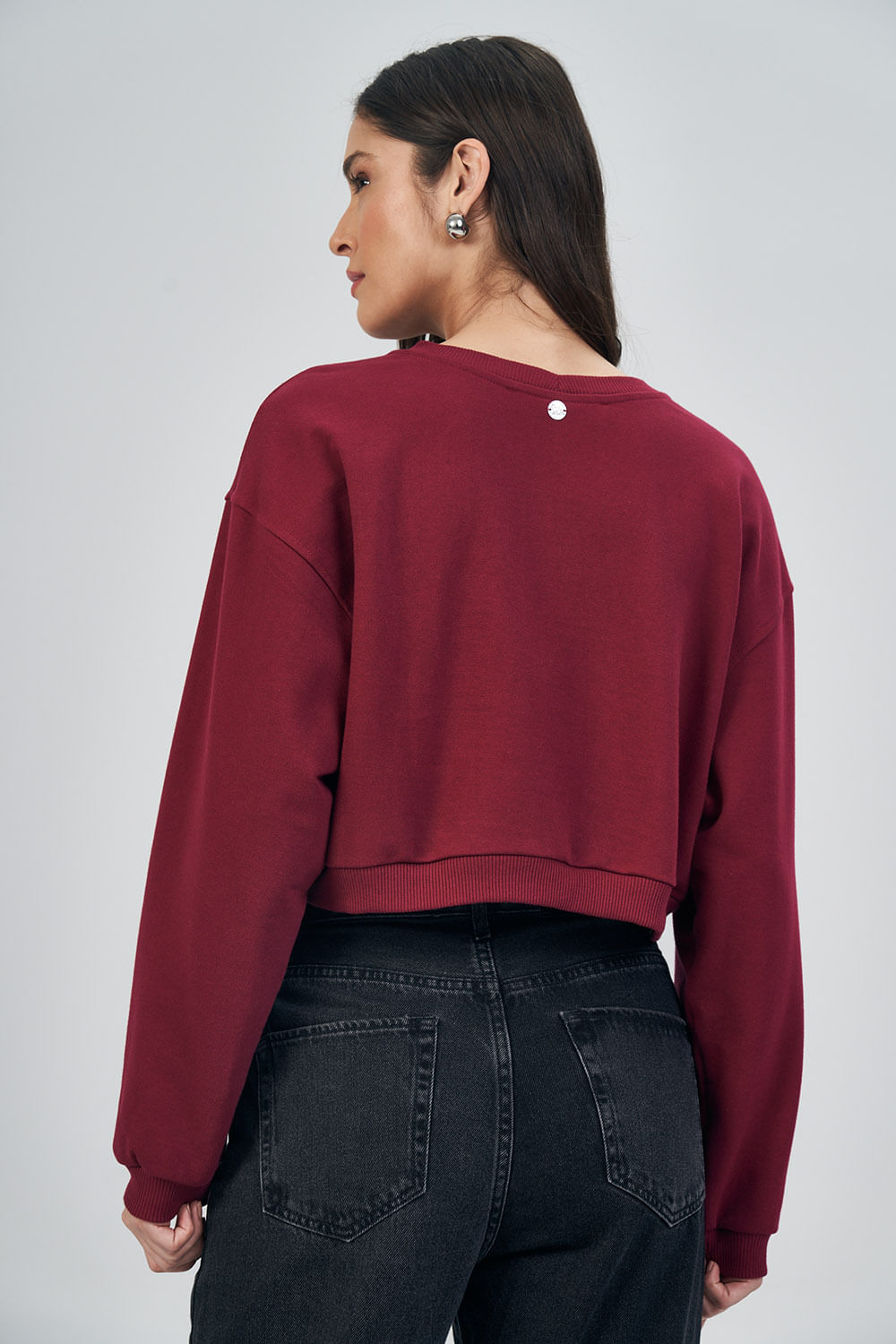Blusão Moletom Aplicações Feminino Acostamento Berry