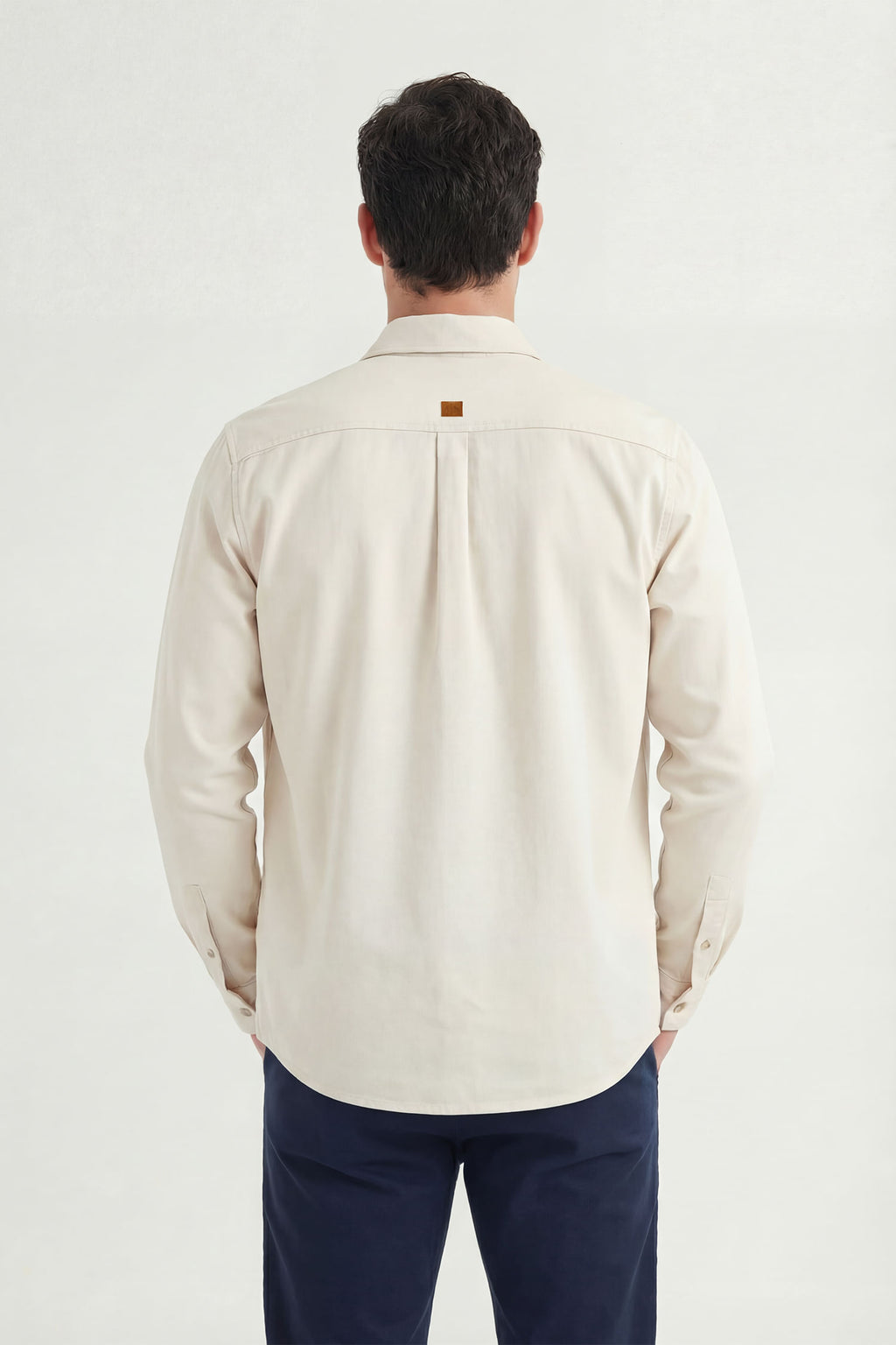 Camisa Manga Longa Com Linho Masculina Acostamento Natural